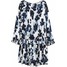 H&M Kreszowana sukienka 0523553001 Biały/Ciemnoniebieski