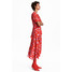 H&M Sukienka z falbankami 0570367001 Czerwony/Wzór