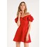 Topshop B&B TAFFETA PUFF SLEEVE BARDOT Sukienka koktajlowa red TP721C0S0