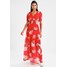 Miss Selfridge FLORAL DRESS Długa sukienka red MF921C0IW