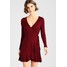 New Look PLAIN LACE TRIM SKATER Sukienka z dżerseju burgundy NL021C0QB