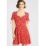 Miss Selfridge ROUCHED SLEEVE TEA DRESS Sukienka letnia red MF921C0JL