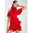 Missguided HIGH NECK COLD SHOULDER FRILL DETAIL MINI DRESS Sukienka koktajlowa red M0Q21C0Q6