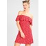 Missguided FLORAL BARDOT LAYERED DRESS Sukienka z dżerseju red M0Q21C0Q2