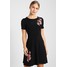Dorothy Perkins Petite EMBROIDERED FIT AND FLARE DRESS Sukienka z dżerseju black DP721C05R