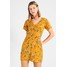 Missguided FLORAL BUTTON FRONT SHORT SLEEVE MINI DRESS Sukienka koszulowa mustard M0Q21C0PV