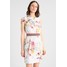 Sisley BOW DETAIL FLORAL PRINT WAISTED SHIFT DRESS Sukienka letnia white 7SI21C076
