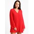 Missguided Plus V NECK FLUTE SLEEVE SMOCK DRESS Sukienka letnia red M0U21C06M