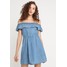 Miss Selfridge FRILL BARDOT DRESS Sukienka jeansowa blue denim MF921C0KM