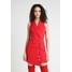 Missguided ASYMMETRIC BUTTON DETAIL SLEEVELESS DRESS Sukienka etui red M0Q21C12V