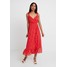 Madewell RUFFLE STRAP WRAP TIER DRESS Długa sukienka prairie enamel red M3J21C018