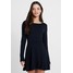 Missguided Petite 2 PACK LONG SLEVE PLAIN SKATER DRESS Sukienka z dżerseju black/black/white M0V21C063