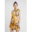 Sisley FLORAL HIGH NECK MINI DRESS Sukienka letnia yellow 7SI21C07Q
