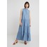 Sisley TIERED RUFFLE DRESS Długa sukienka light blue 7SI21C07U