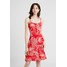 Dorothy Perkins DEEP TROPICAL PALM STRAPPY FIT AND FLARE Sukienka z dżerseju red DP521C20C
