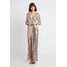 Club L London WRAP FRONT ASSYMETRIC STRIPE SEQUIN DRESS Sukienka koktajlowa silver CLK21C01E