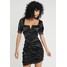 Honey Punch SQUARENECK ROUCHED DRESS Sukienka koktajlowa black HOP21C01A