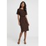 Warehouse ZEBRA STRIPE DRESS Sukienka letnia brown/black WA221C0HN