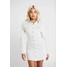 Missguided Petite PIN STRIPE BUTTON THROUGH STRETCH Sukienka jeansowa white M0V21C077