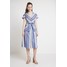 Warehouse CHEVRON STRIPE BUTTON THROUGH DRESS Sukienka koszulowa blue WA221C0I8