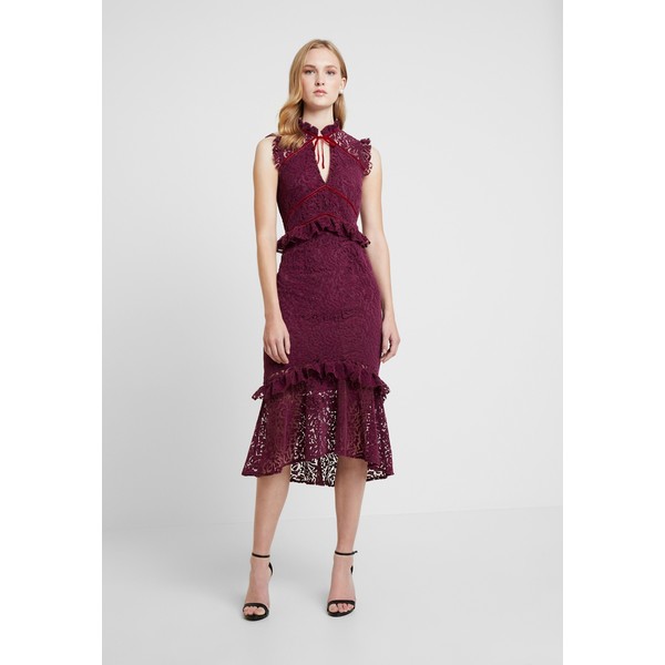 Hope & Ivy PEPLUM DRESS WITH TRIMS Sukienka koktajlowa burgundy HOT21C01B