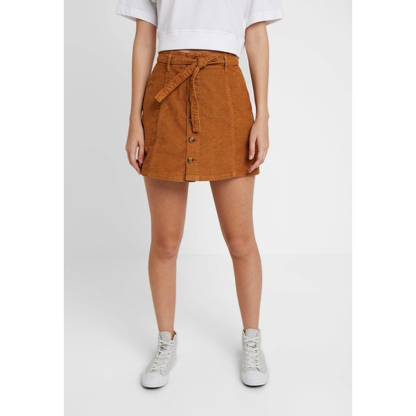 American Eagle ALINE SKIRT WITH EXPOSED BUTTON Spódnica mini chestnut AM421B000
