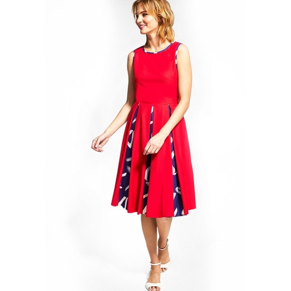 HotSquash BOX PLEAT CONTRAST Sukienka letnia red with brush strokes HOW21C01O
