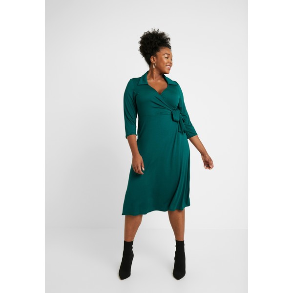 Dorothy Perkins Curve OPEN COLLAR DRESS Sukienka z dżerseju forest green DP621C0CT