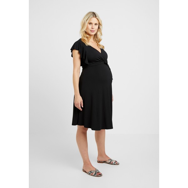 New Look Maternity FRILL SLEEVE WRAP DRESS Sukienka z dżerseju black N0B29F05O