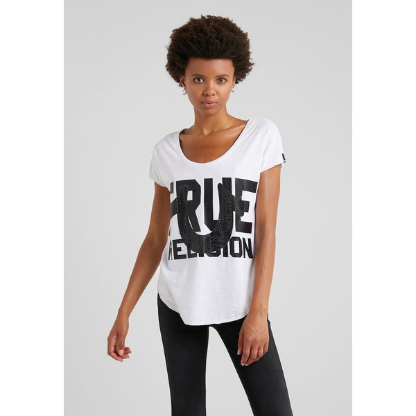 True Religion CREW T-shirt z nadrukiem white TR121D073