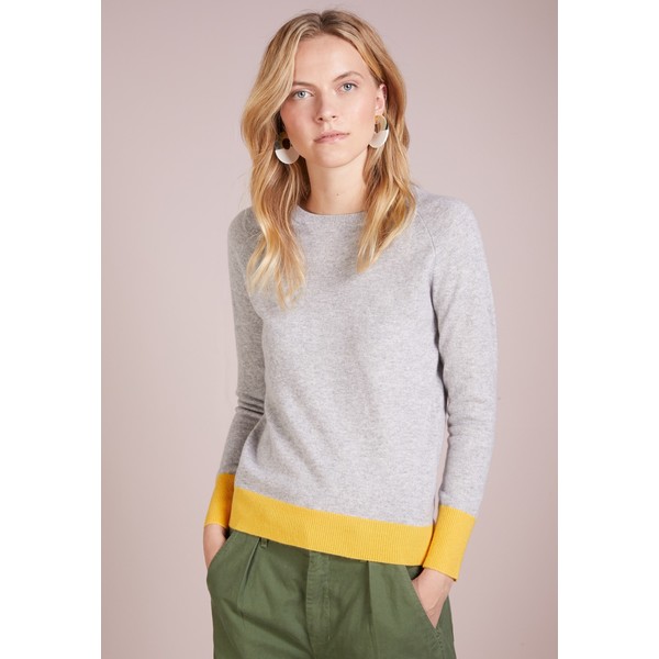 pure cashmere CLASSIC CREW NECK COLOR BLOCK Sweter light grey/yellow PUG21I001