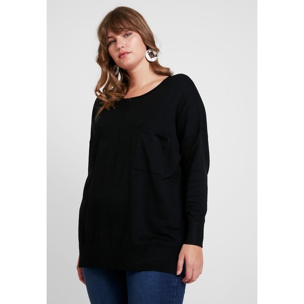 CAPSULE by Simply Be BOXY JUMPER WITH POCKET DETAIL Sweter black CAS21I00C