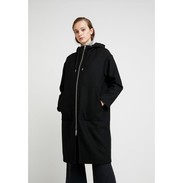 Monki LEMON HOODED COAT Płaszcz wełniany /Płaszcz klasyczny black dark MOQ21U00Y