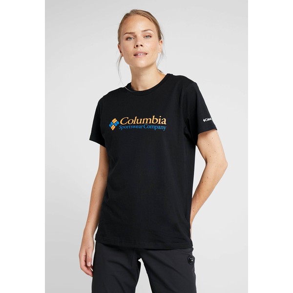 Columbia NORTH CASCADES TEE T-shirt z nadrukiem black/raw honey/fathom blue C2341D013
