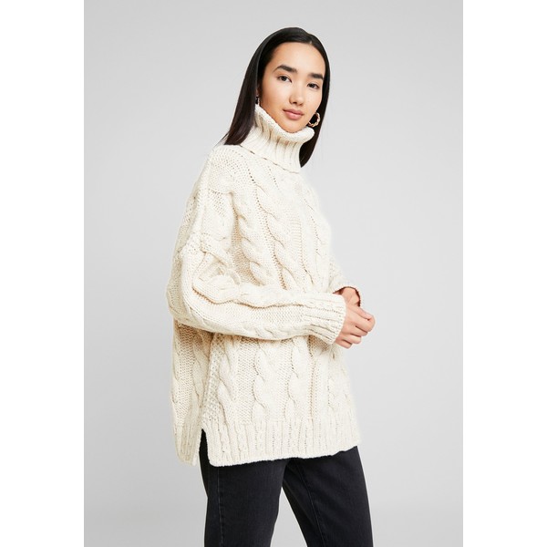Topshop CHUNKY CABLE ROLL Sweter oat TP721I0KL