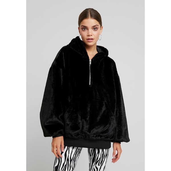Missguided ZIP THROUGH HODDED COAT Płaszcz wełniany /Płaszcz klasyczny black M0Q21U01F