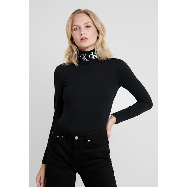 Calvin Klein Jeans MONOGRAM TAPE ROLL NECK Bluzka z długim rękawem black C1821D08E