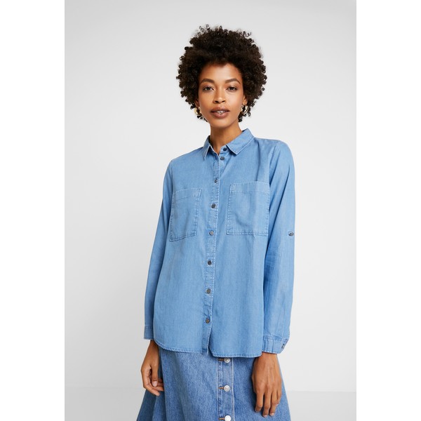 TOM TAILOR BLOUSE WITH COLLAR AND POCKETS Koszula blue denim TO221E0Q0