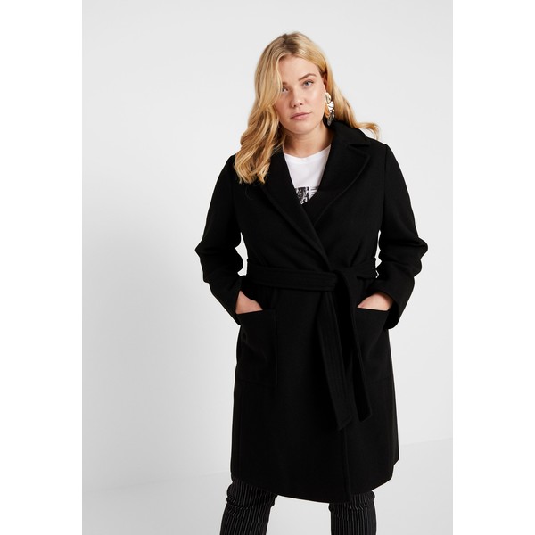 Dorothy Perkins Curve PATCH POCKET WRAP Płaszcz wełniany /Płaszcz klasyczny black DP621U00O