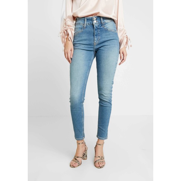 Topshop BUTTON JAMIE Jeansy Skinny Fit mid blue TP721N0DV