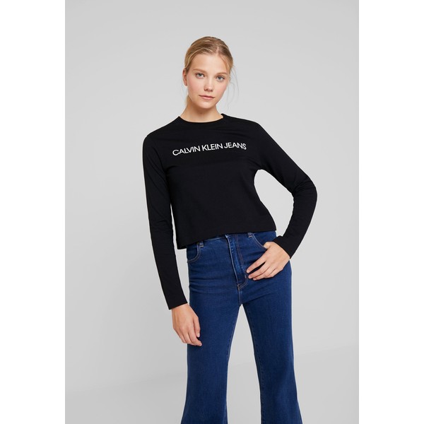 Calvin Klein Jeans INSTITUTIONAL LOGO CROP Bluzka z długim rękawem black C1821D08F