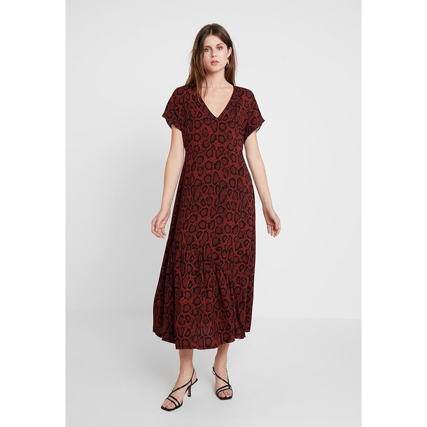 Mint Velvet MOLLY ANIMAL PRINT DRESS Długa sukienka dark red MIM21C019
