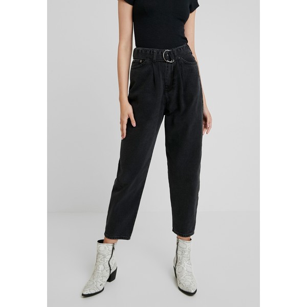 Benetton PANTS WITH BELT Jeansy Relaxed Fit black 4BE21N021