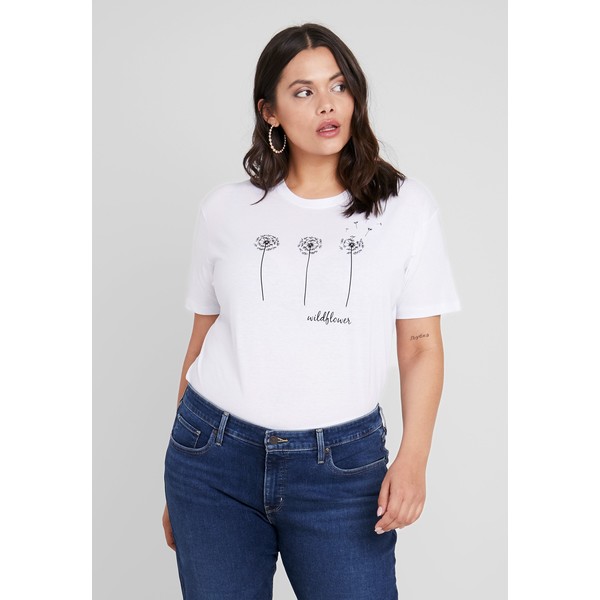 Even&Odd Curvy T-shirt z nadrukiem white EVB21D01M