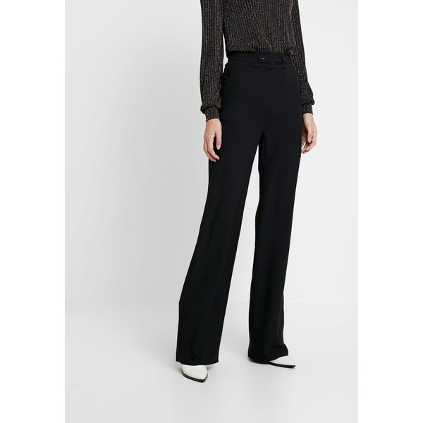 Fashion Union Tall TORA SCALLOP TRIM TROUSER Spodnie materiałowe black FAC21G003