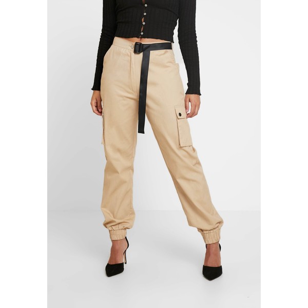 Missguided Petite HIGH WAISTED BELTED CARGO TROUSER Spodnie materiałowe stone M0V21A043