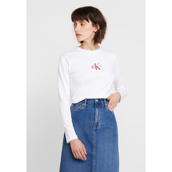 Calvin Klein Jeans MONOGRAM EMBROIDERY LONG SLEEVE Bluzka z długim rękawem bright white C1821D07S