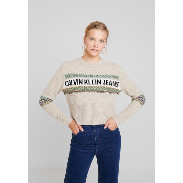 Calvin Klein Jeans FAIRISLE SWEATER Sweter bleached sand C1821I02G