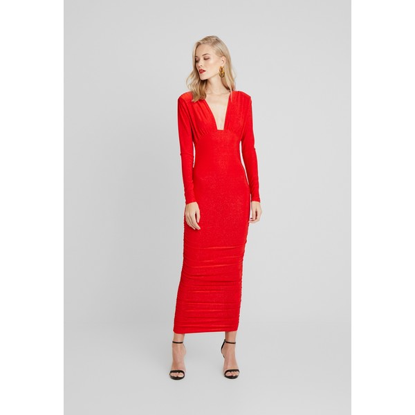 Missguided Tall SPARKLE PLUNGE RUCHED DRESS Sukienka dzianinowa red MIG21C05H