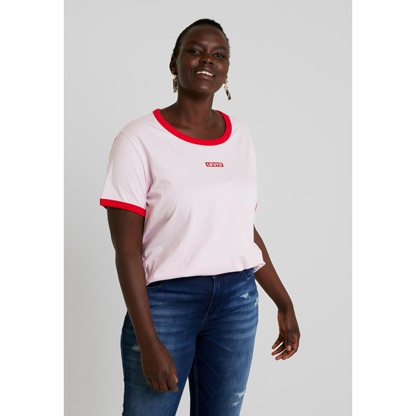 Levi's® Plus GRAPHIC RINGER TEE T-shirt z nadrukiem baby tab pink lady L0M21D00F
